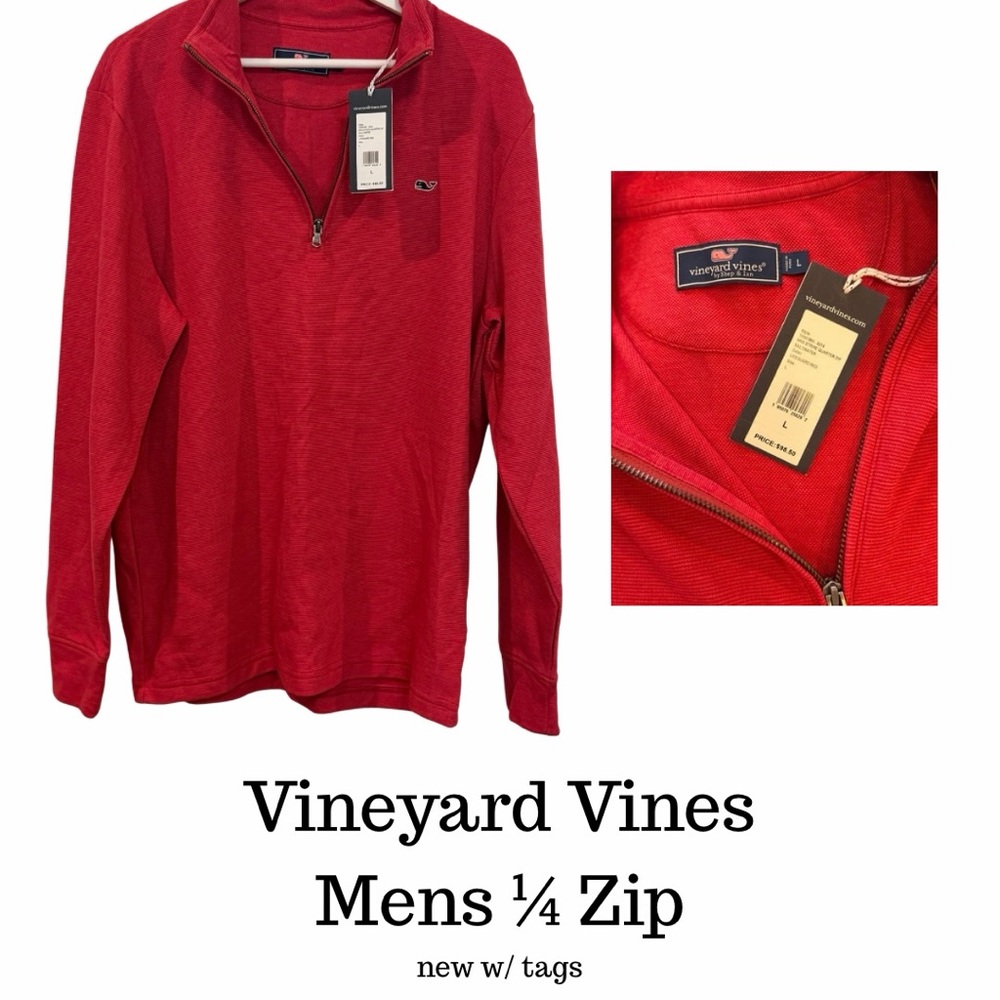 Vineyard Vines Men's Red Quarter-Zip Pullover | Golfwear